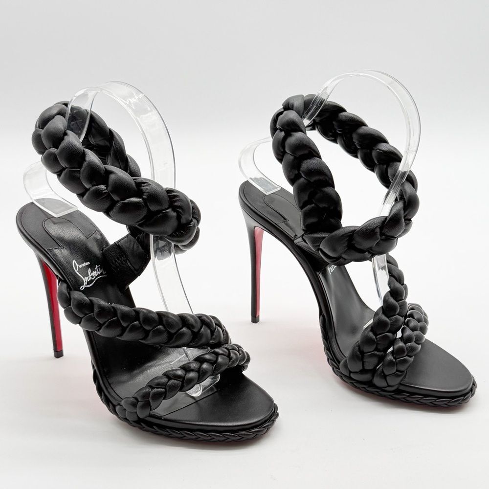 Christian Louboutin X Idris Elba Fatima 120 Leather Braided Strap Sandal EU37